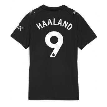 Billige Fotballdrakt Manchester City Erling Haaland #9 Replika Bortedrakt Dame 2025-26 Kortermet